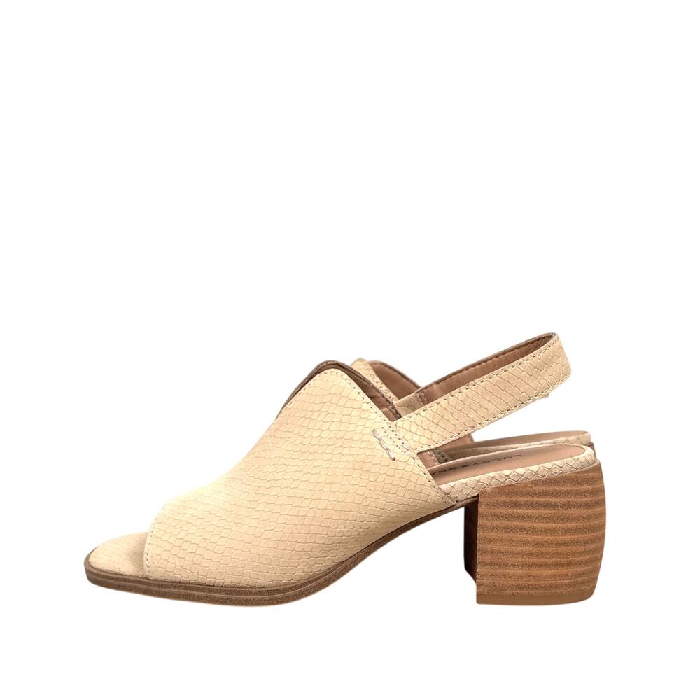 Lucky Brand Womens 6.5 Tan Jaila Warm Sand Leather Slingback Block Heel NEW